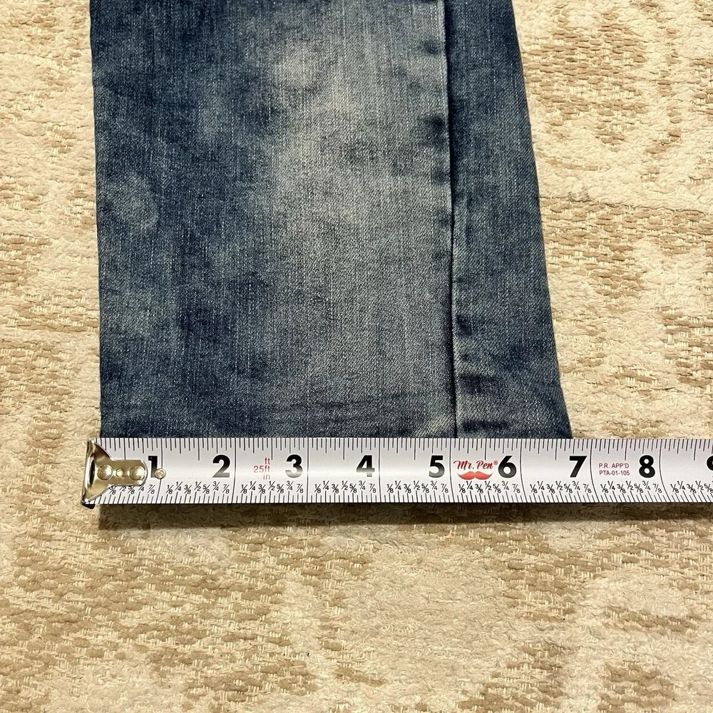 Bleeker and Mercer Men Tapered Skater Jean 34x32 Acid Wash Distressed 90s Grunge